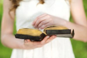 Woman reading a Bible