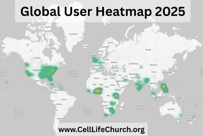 Global heatmap showing website visitors to CellLifeChurch.org from around the world in 2025.